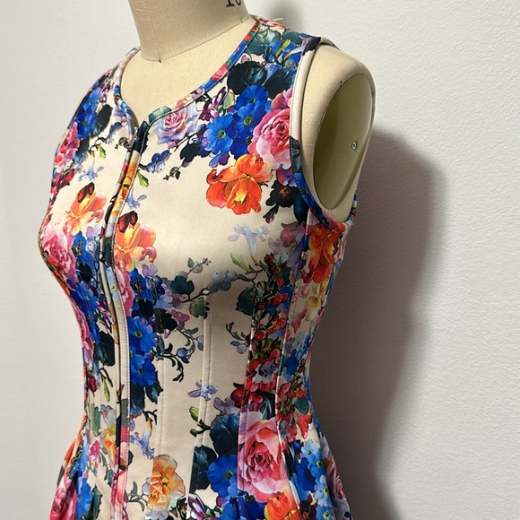 Betsey Johnson Blue Pink Sleeveless Fit and Flare Mini Dress - Picture 4 of 8